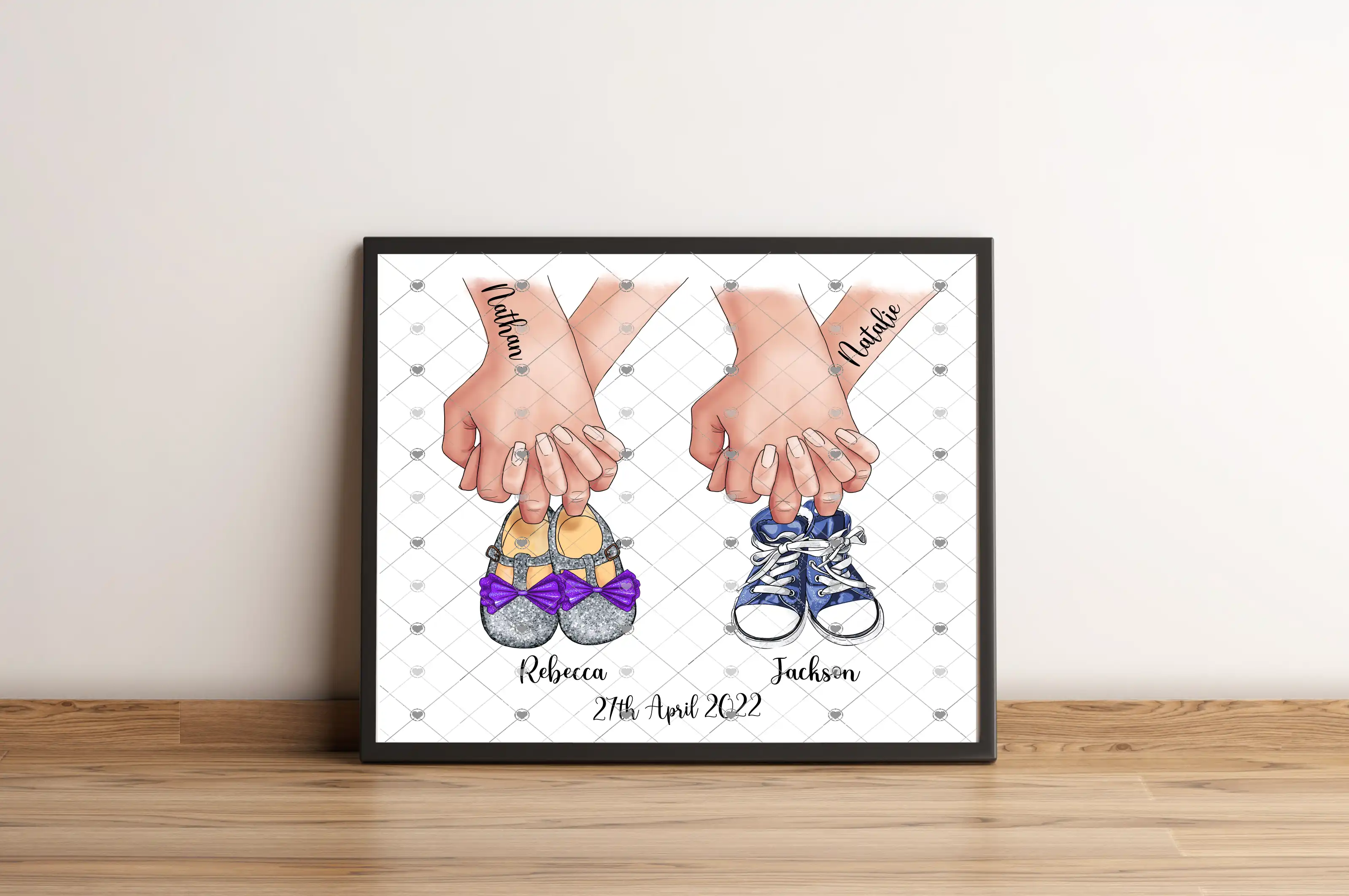 Birth of Your Twins Baby Shoes Custom Print - Click Image to Close